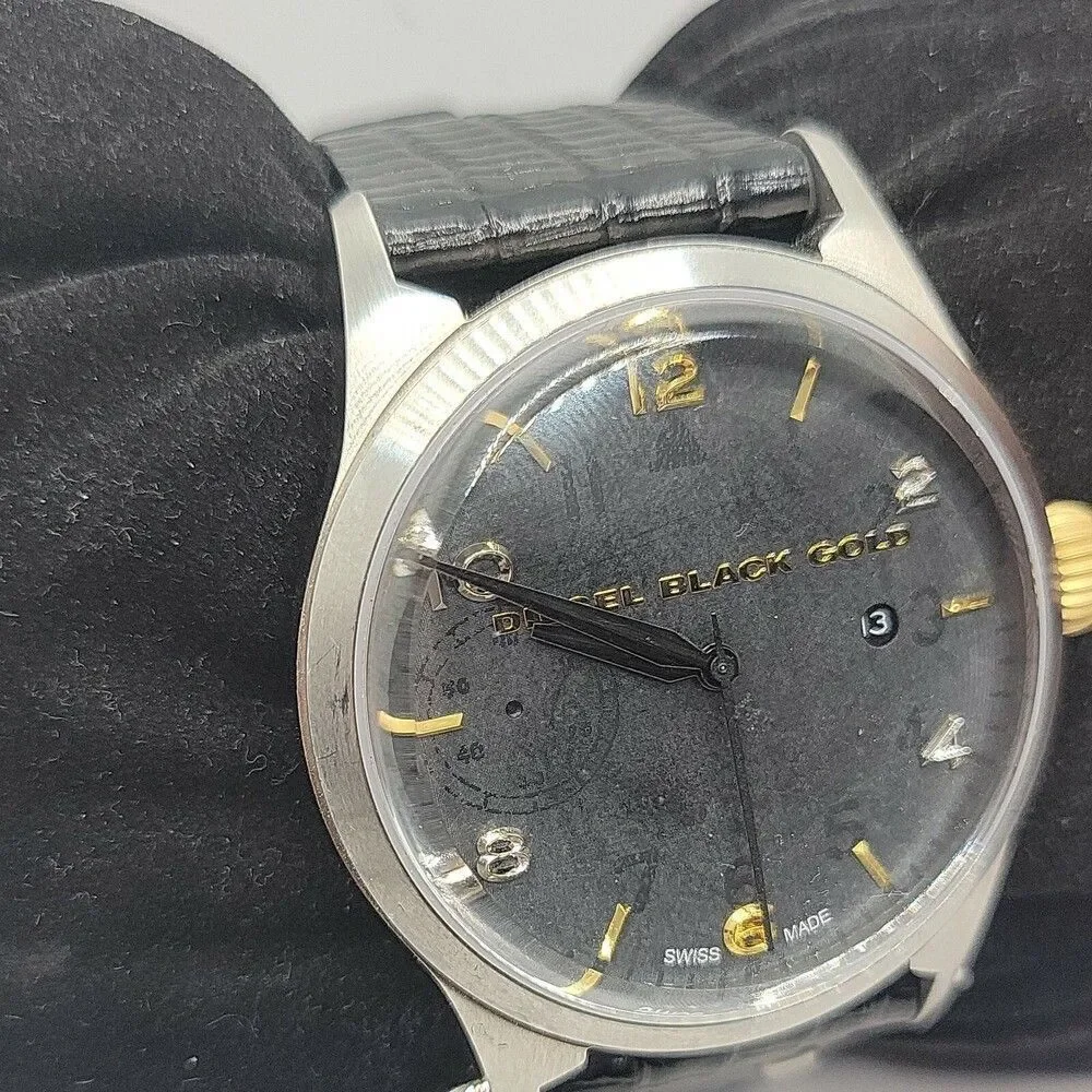 Diesel DBG0001 Men's Black Leather Analog Dial Quartz Genuine Wrist Watch AM923